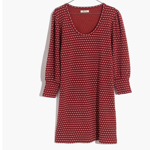 Madewell Square-Neck Long-Sleeve Mini Dress in Bow-Tie Jacquard - Picture 5 of 7